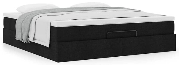 Otomanski krevet s madracem crni 160x200cm od tkanine - Crna / 160 x 200 cm