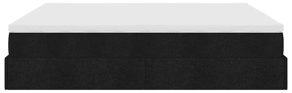 Otomanski krevet s madracem crni 160x200cm od tkanine - Crna / 160 x 200 cm