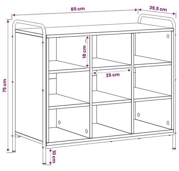 Ormar za cipele 85 x 39 5 x 75 cm Konstruirano drvo Crni hrast - Crni hrast