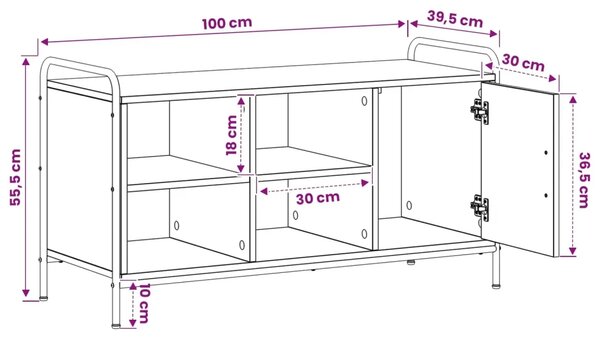 Ormar za cipele 100 x 39 5 x 55 5 cm Konstruirano drvo - Crni hrast