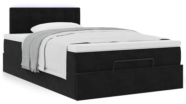 Otomanski krevet s madracem crni 120x200 cm baršunasti - Crna / 120 x 200 cm