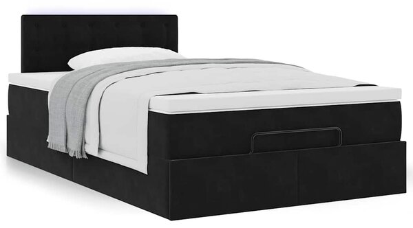 Otomanski krevet s madracem crni 120x200 cm baršunasti - Crna / 120 x 200 cm
