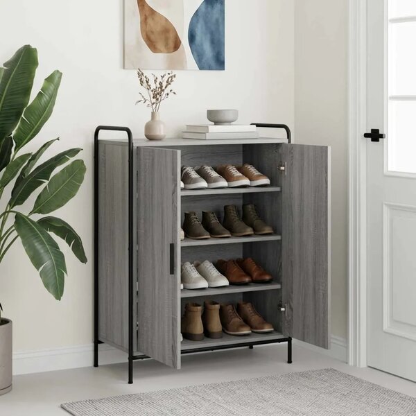Ormar za cipele 76 x 36 5 x 93 cm Konstruirano drvo Siva Sonoma - Siva Sonoma 76 x 36 5 x 93 cm 4 etaže s vratima