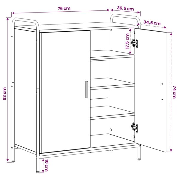 Ormar za cipele 76 x 36 5 x 93 cm Konstruirano drvo - Hrast sonoma 76 x 36 5 x 93 cm 4 etaže s vratima