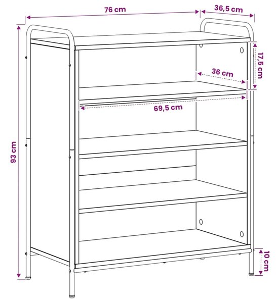 Ormar za cipele 76 x 36 5 x 93 cm Konstruirano drvo - Hrast sonoma 76 x 36 5 x 93 cm 4 police bez vrata