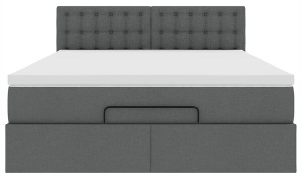 Otomanski krevet s madracem i LED tamnosivi 140x190 cm tkanine - Siva / 140 x 190 cm
