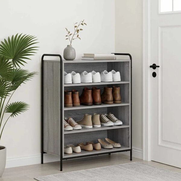 Ormar za cipele 76 x 36 5 x 93 cm Konstruirano drvo Siva Sonoma - Siva Sonoma 76 x 36 5 x 93 cm 4 police bez vrata