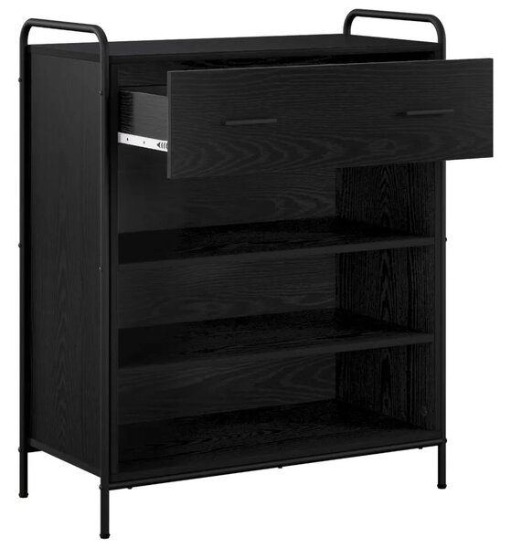 Ormar za cipele 76 x 36 5 x 93 cm Konstruirano drvo Crni hrast - Crni hrast 76 x 36 5 x 93 cm 1 ladica i 3 police