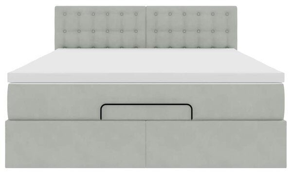 Otomanski krevet s madracem svijetlosivi 140x190 cm baršunasti - Siva / 140 x 190 cm