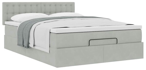 Otomanski krevet s madracem svijetlosivi 140x190 cm baršunasti - Siva / 140 x 190 cm