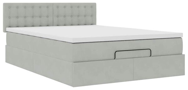 Otomanski krevet s madracem svijetlosivi 140x190 cm baršunasti - Siva / 140 x 190 cm