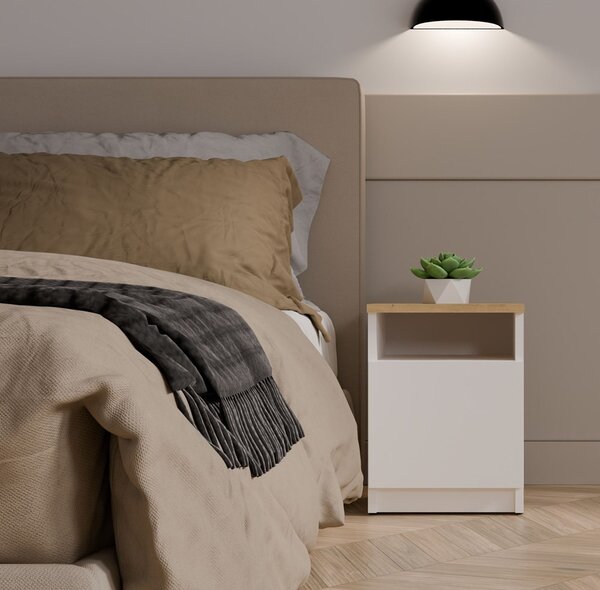 Zondo.hr Noćni ormarić Gustaban 2 (bijela + hrast artisan). Akcija -20%. 1132749