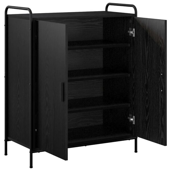 Ormar za cipele 76 x 36 5 x 93 cm Konstruirano drvo Crni hrast - Crni hrast 76 x 36 5 x 93 cm 4 etaže s vratima
