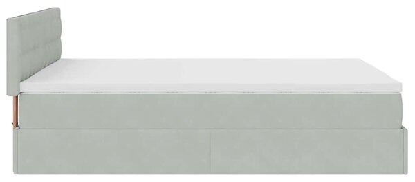Otomanski krevet s madracem svijetlosivi 140x190 cm baršunasti - Siva / 140 x 190 cm