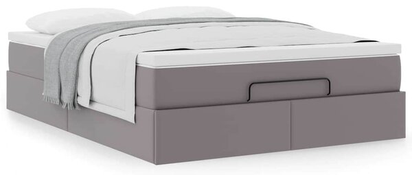Otomanski krevet s madracem sivi 140x190cm umjetna koža - Siva / 140 x 190 cm