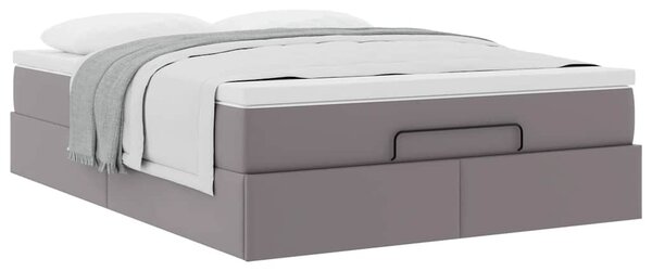 Otomanski krevet s madracem sivi 140x190cm umjetna koža - Siva / 140 x 190 cm