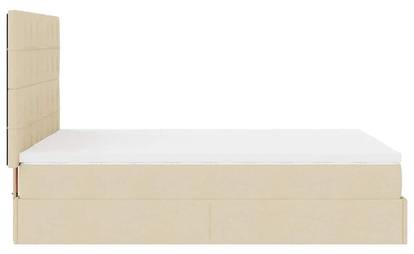 Otomanski krevet s madracem krem 140x190cm od tkanine - Krema / 140 x 190 cm