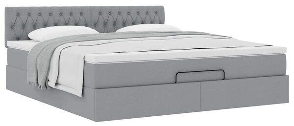 Otomanski krevet s madracem svijetlosivi 180x200cm od tkanine - Siva / 180 x 200 cm