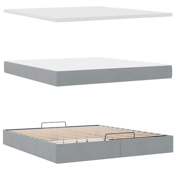 Otomanski krevet s madracem svijetlosivi 180x200cm od tkanine - Siva / 180 x 200 cm