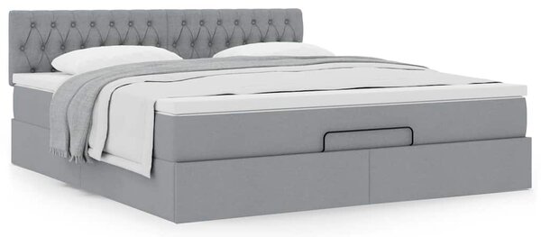 Otomanski krevet s madracem svijetlosivi 180x200cm od tkanine - Siva / 180 x 200 cm