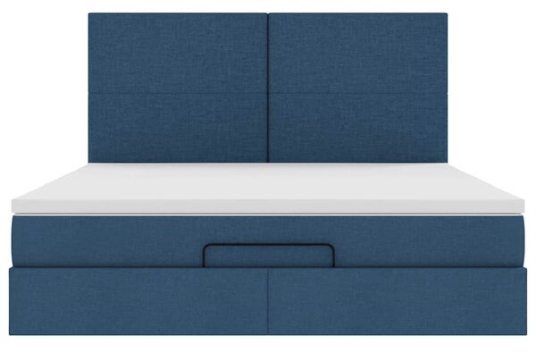 Otomanski krevet s madracem plavi 160x200cm od tkanine - Plava / 160 x 200 cm