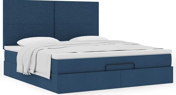 Otomanski krevet s madracem plavi 160x200cm od tkanine - Plava / 160 x 200 cm