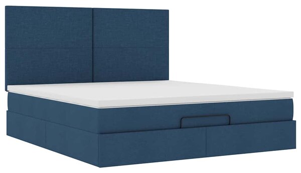 Otomanski krevet s madracem plavi 160x200cm od tkanine - Plava / 160 x 200 cm