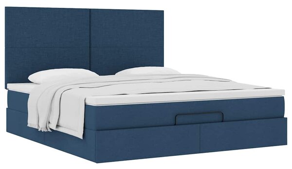 Otomanski krevet s madracem plavi 160x200cm od tkanine - Plava / 160 x 200 cm
