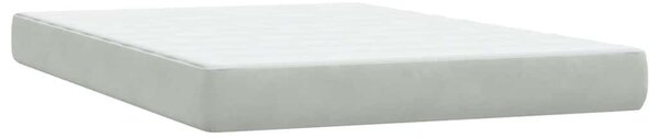 Krevet s oprugama i madracem LED svjetlosivi 160x220 cm baršunasti - Siva / 160 x 220 cm