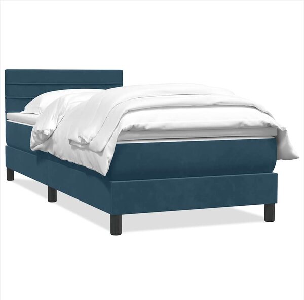Box Spring krevet s madracem tamnoplavi 80x210 cm baršun - Plava / 80 x 210 cm