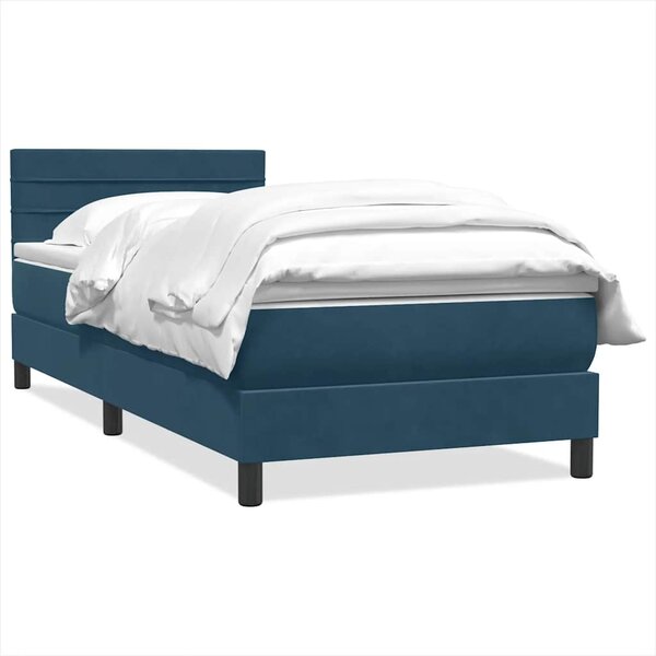 Box spring krevet s madracem tamnoplavi 80x220 cm baršunasti - Plava / 80 x 220 cm