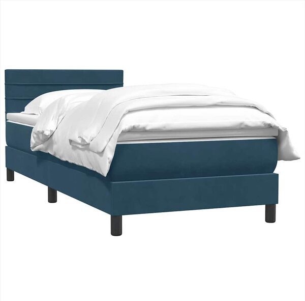 Box spring krevet s madracem tamnoplavi 80x220 cm baršunasti - Plava / 80 x 220 cm