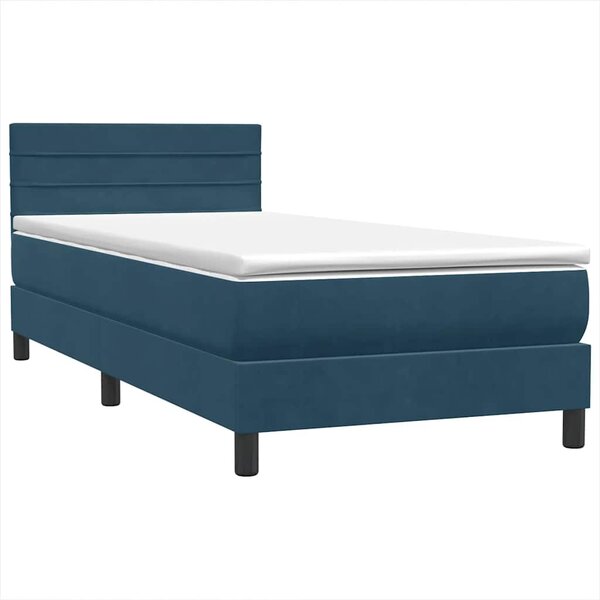 Box spring krevet s madracem tamnoplavi 80x220 cm baršunasti - Plava / 80 x 220 cm