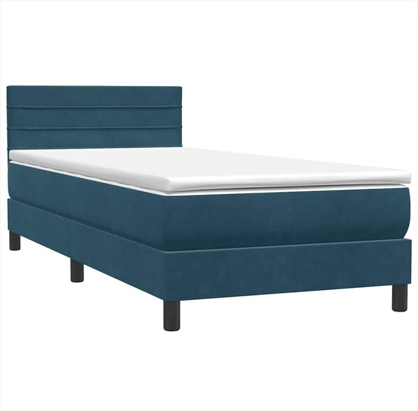 Box Spring krevet s madracem tamnoplavi 80x210 cm baršun - Plava / 80 x 210 cm