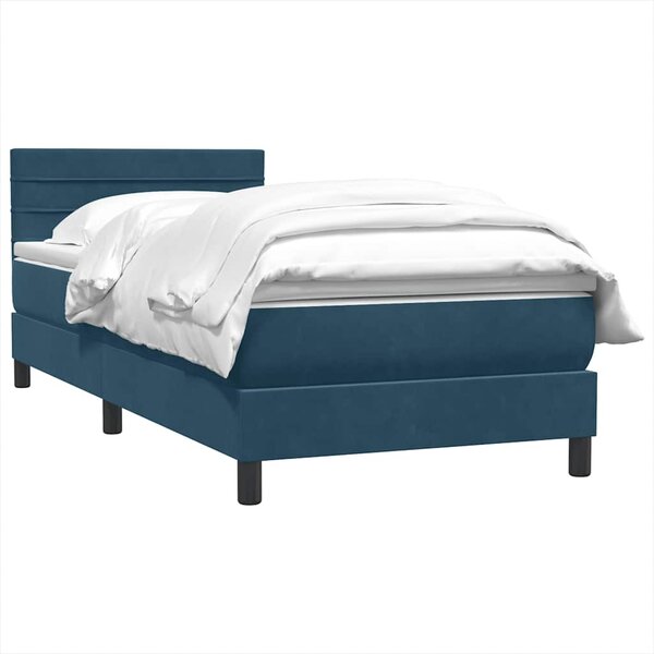 Box Spring krevet s madracem tamnoplavi 80x210 cm baršun - Plava / 80 x 210 cm