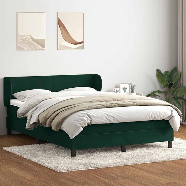 Box Spring krevet s madracem tamno zeleni 160x220 cm baršun - Zelena / 160 x 220 cm