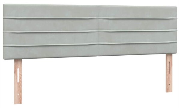 Krevet s oprugama i madracem LED svjetlosivi 160x220 cm baršunasti - Siva / 160 x 220 cm