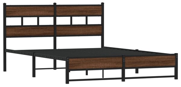 Metalni okvir kreveta bez madraca smeđi hrast 135x190 cm - Smeđa / 135 x 190 cm