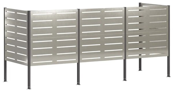 Ekran za kante za smeće 249 x 85 x 113 cm Nehrđajući čelik - Nehrđajući čelik 249 cm s uzorkom