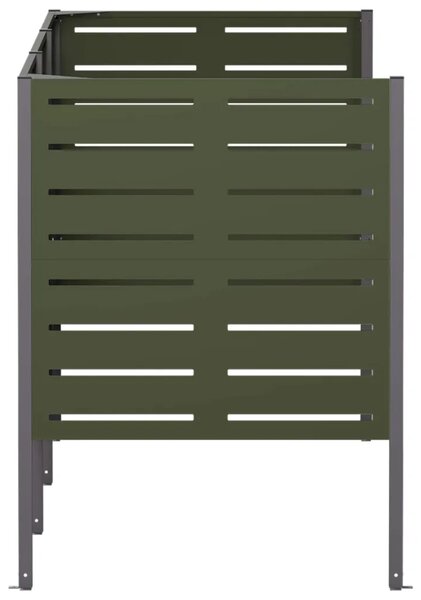 Ekran za kante za smeće 249 x 85 x 113 cm Čelik - Maslinastozelena 249 cm s uzorkom