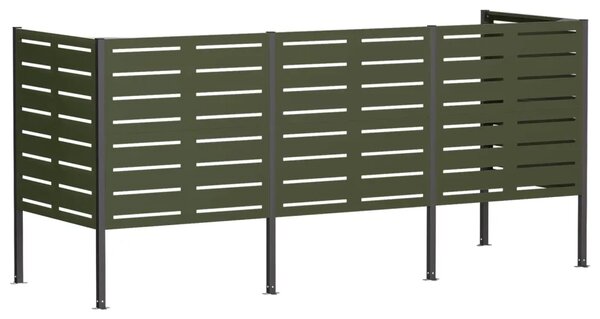 Ekran za kante za smeće 249 x 85 x 113 cm Čelik - Maslinastozelena 249 cm s uzorkom