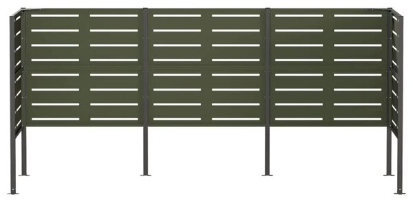 Ekran za kante za smeće 249 x 85 x 113 cm Čelik - Maslinastozelena 249 cm s uzorkom