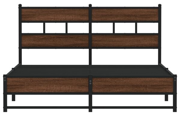 Metalni okvir kreveta bez madraca smeđi hrast 135x190 cm - Smeđa / 135 x 190 cm