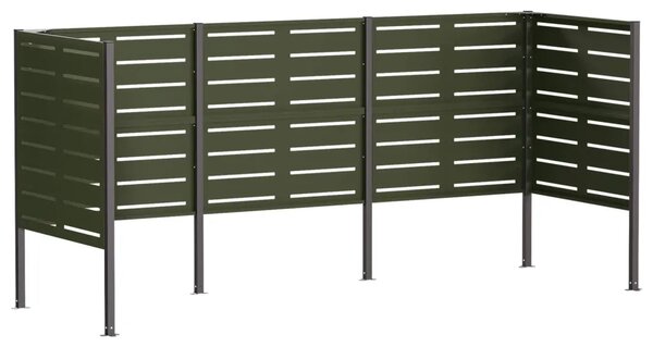 Ekran za kante za smeće 249 x 85 x 113 cm Čelik - Maslinastozelena 249 cm s uzorkom