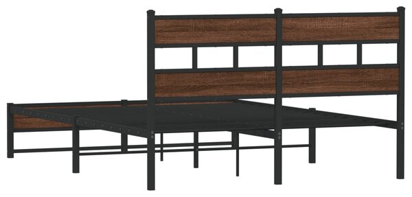 Metalni okvir kreveta bez madraca smeđi hrast 135x190 cm - Smeđa / 135 x 190 cm