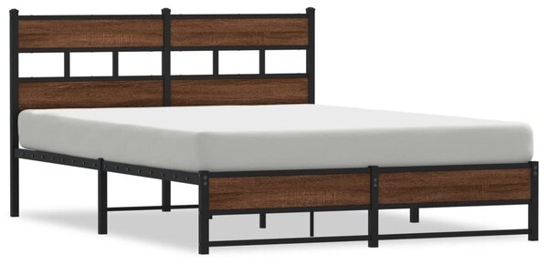 Metalni okvir kreveta bez madraca smeđi hrast 135x190 cm - Smeđa / 135 x 190 cm