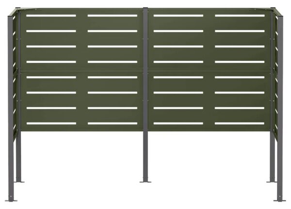 Ekran za kante za smeće 167 x 85 x 113 cm Čelik - Maslinastozelena 167 cm s uzorkom