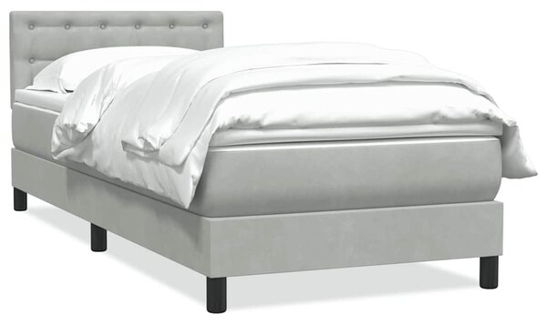Box Spring krevet s madracem svijetlo sivi 80x220 cm samt - Siva / 80 x 220 cm