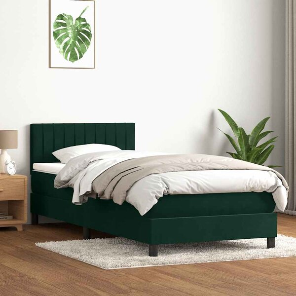 Box Spring krevet s madracem tamnozeleni 80x220 cm baršun - Zelena / 80 x 220 cm