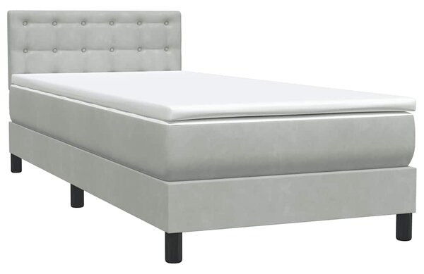 Box Spring krevet s madracem svijetlo sivi 80x220 cm samt - Siva / 80 x 220 cm